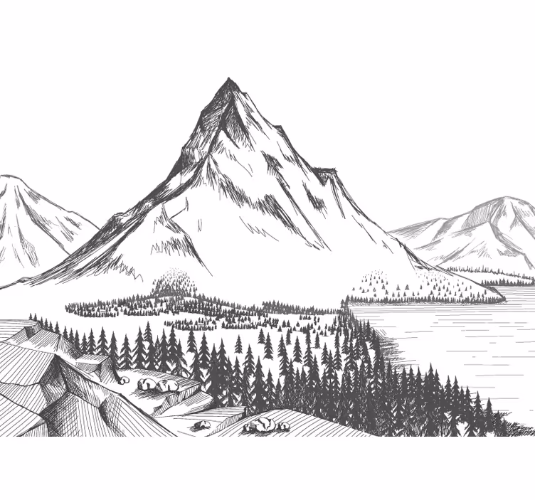 Tapisserie montagne vaste panorama montagnard - TenStickers