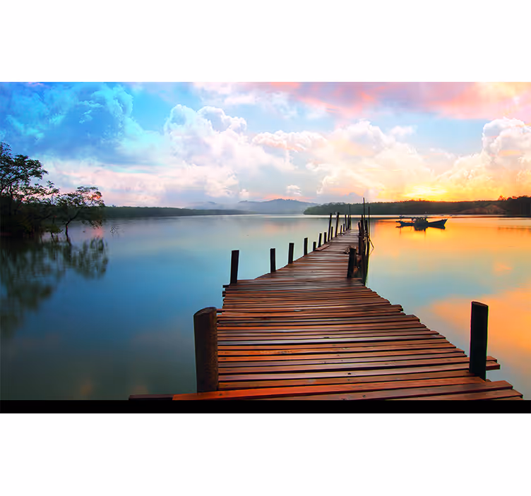 Tapisserie paysage chemin paisible en eau - TenStickers