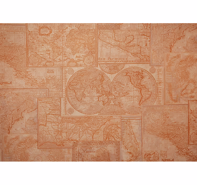 Tapisserie carte du monde cartes du monde vintage - TenStickers