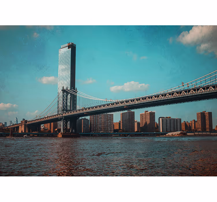 Tapisserie new york perspective du pont de brooklyn - TenStickers