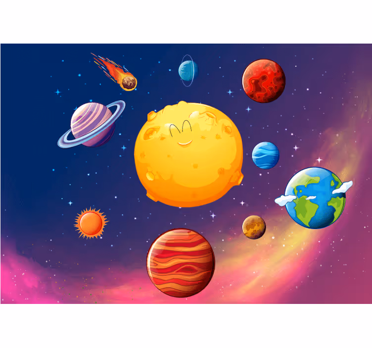 Tapisserie fantaisie personnages de la planète heureuse - TenStickers