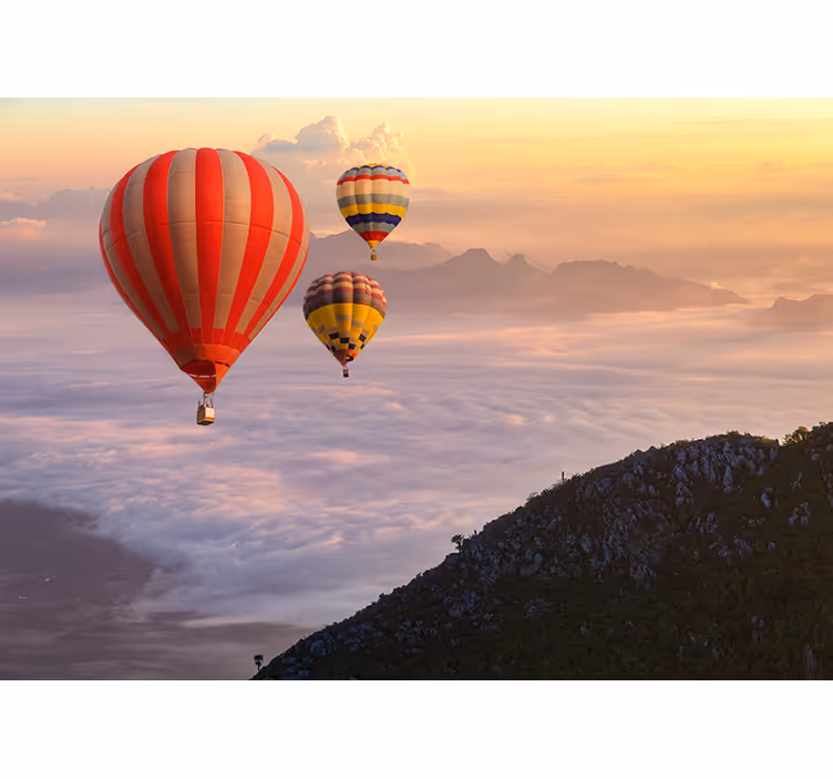 Tapisserie paysage ballons aériens - TenStickers