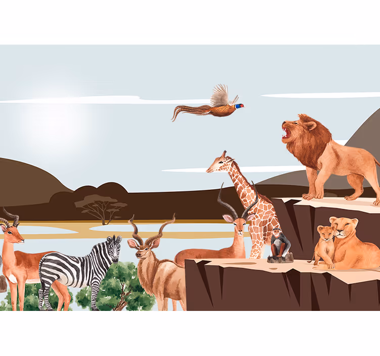 Tapisserie animaux rassemblement de la faune majestueuse - TenStickers