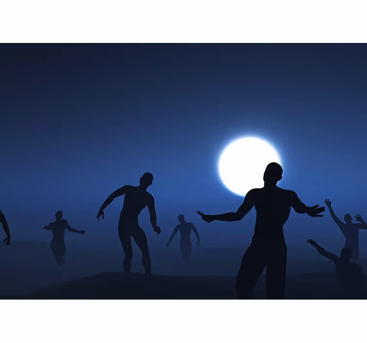 Tapisserie fantaisie silhouettes au clair de lune - TenStickers