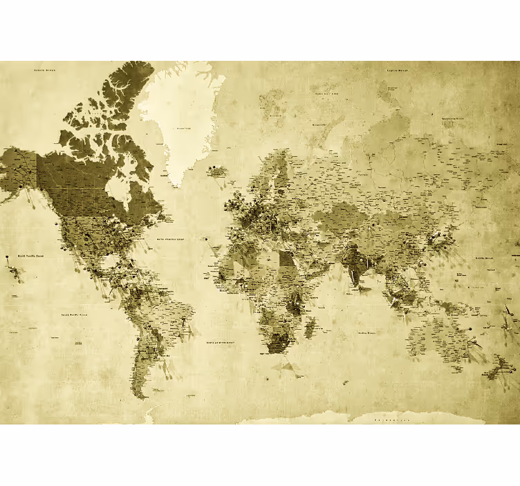Tapisserie carte du monde globe rétro - TenStickers