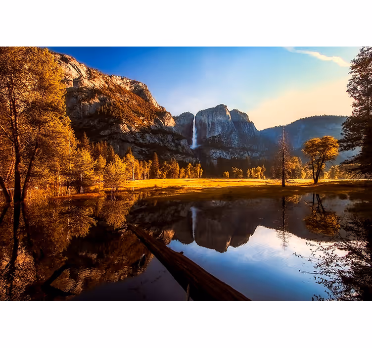 Tapisserie paysage réflexion de montagnes sereines - TenStickers