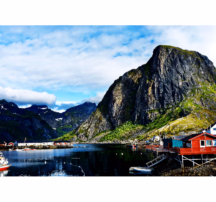 Papier peint mural montagne Norvège hiver lofoten - TenStickers