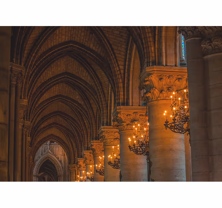 Tapisserie art classique arcades gothiques avec lustre - TenStickers