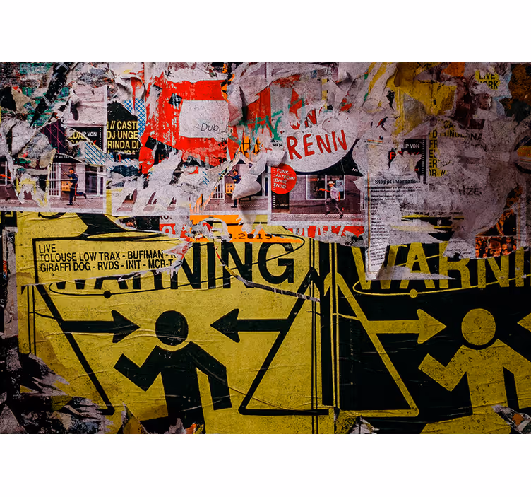 Tapisserie graffiti signes d'avertissement urbains - TenStickers