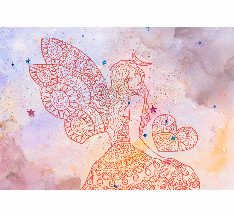 Papier peint mural fantaisie Fée rose - TenStickers