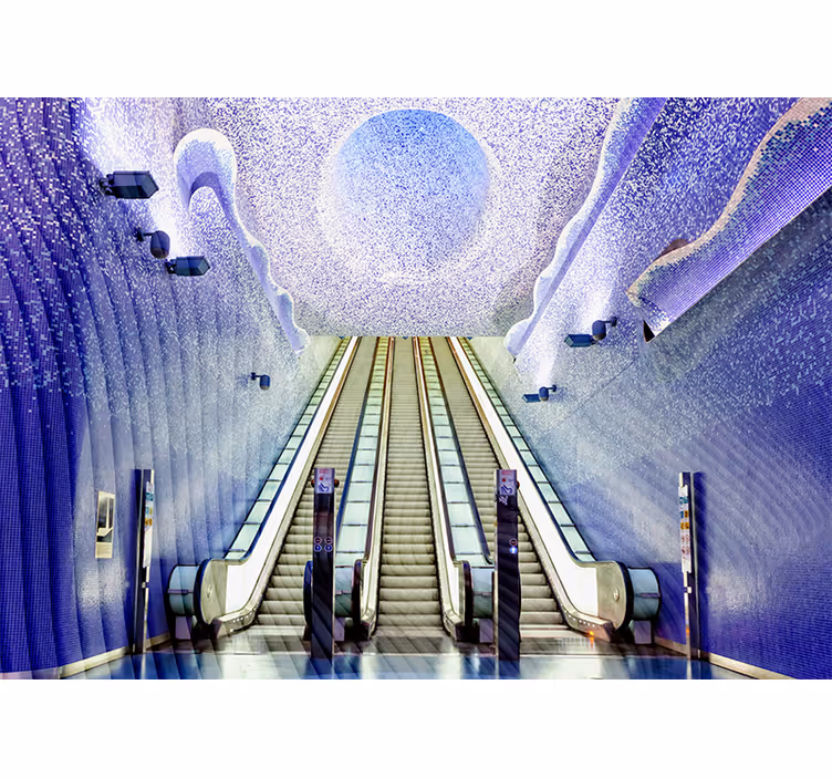 Tapisserie villes et pays œuvre d'art d'entrée d'escalator - TenStickers