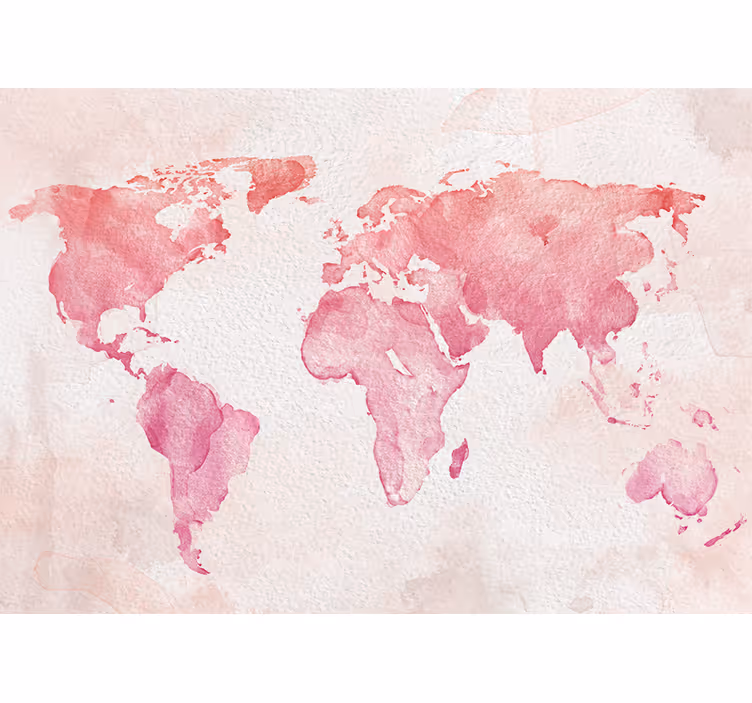 Papier peint mural carte du monde Couleur rose neutre - TenStickers
