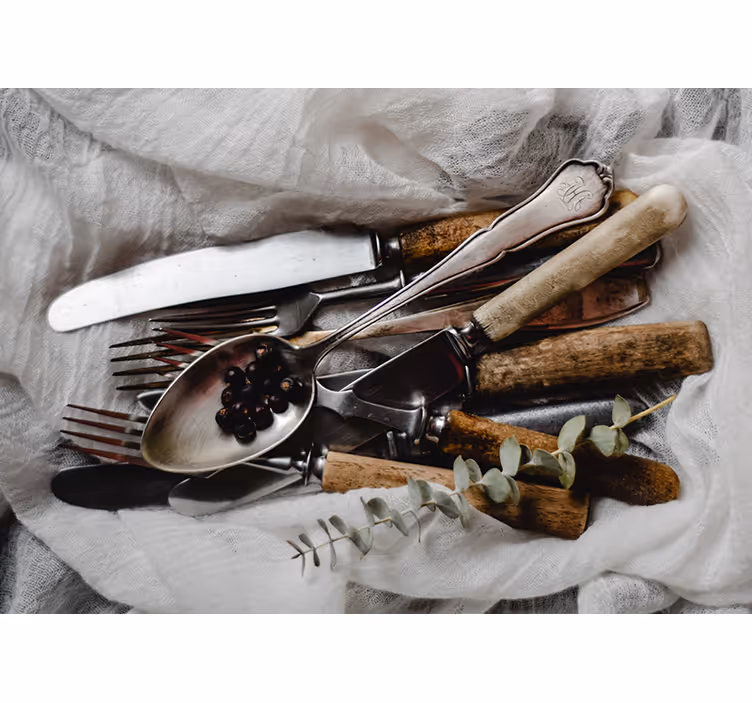 Tapisserie cuisine ensemble d'ustensiles vintage - TenStickers