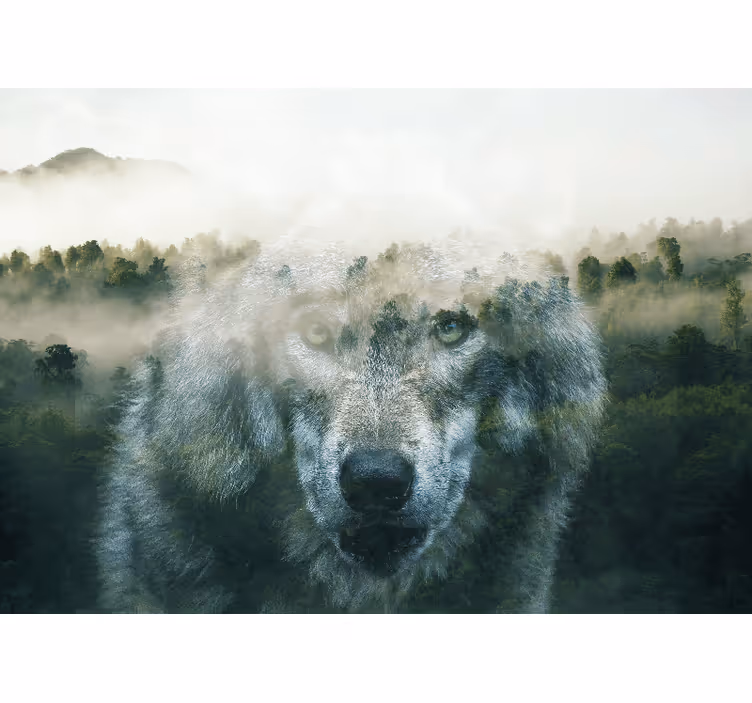 Tapisserie animaux portrait de loup royal - TenStickers