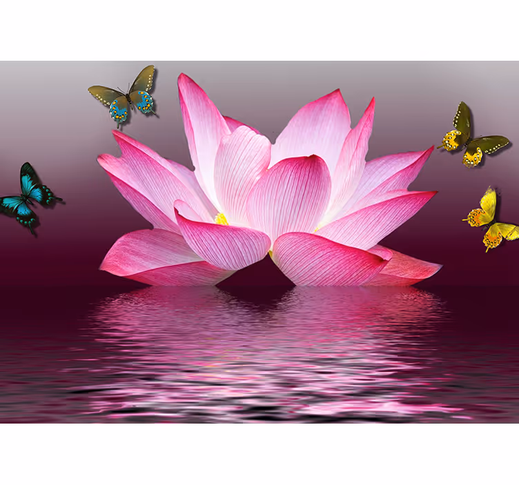 Tapisserie fleur Équilibre de lotus - TenStickers