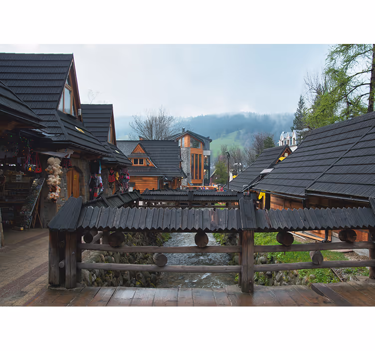 Tapisserie villes et pays charmant village alpin - TenStickers