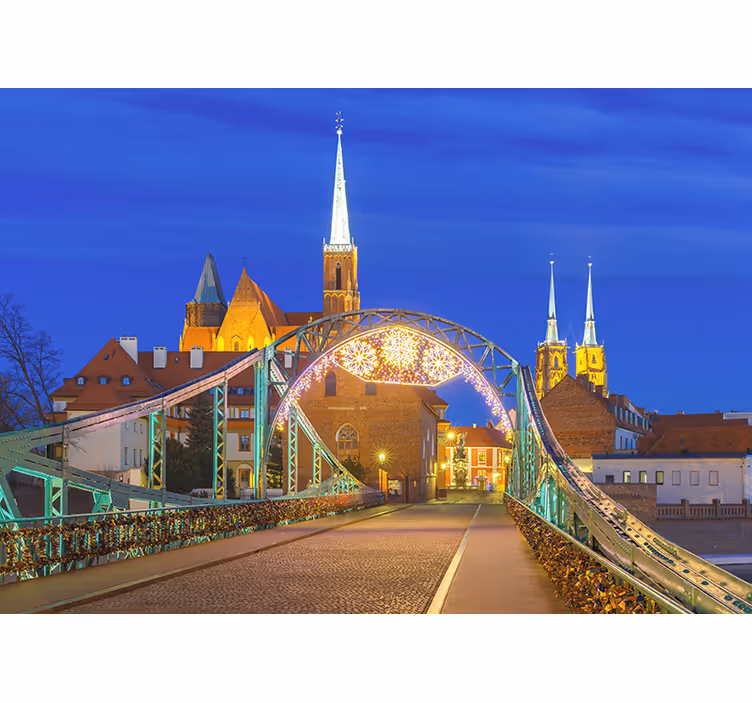 Tapisserie villes et pays vue du pont historique - TenStickers