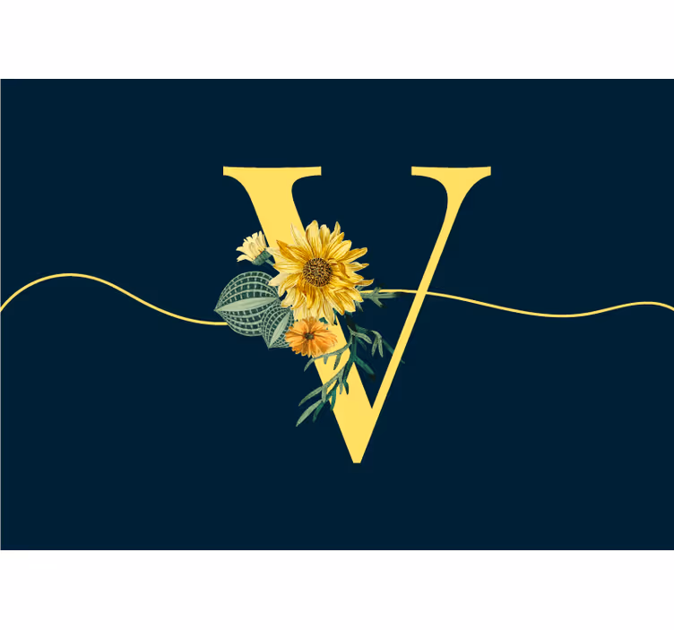 Tapisserie fleur élégance initiale du tournesol - TenStickers