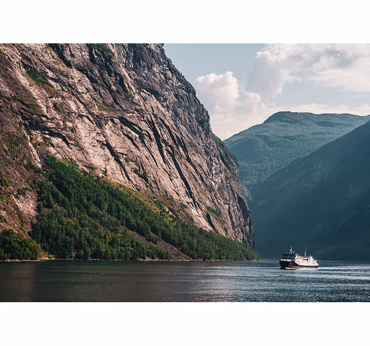 Tapisserie paysage scène de fjord majestueuse - TenStickers