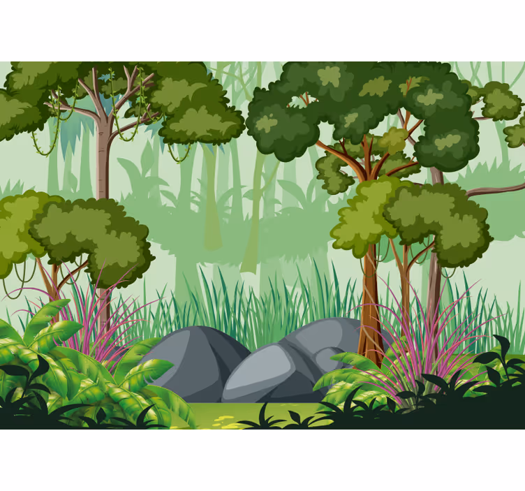 Papier peint mural forets Jungle colorée et belle - TenStickers