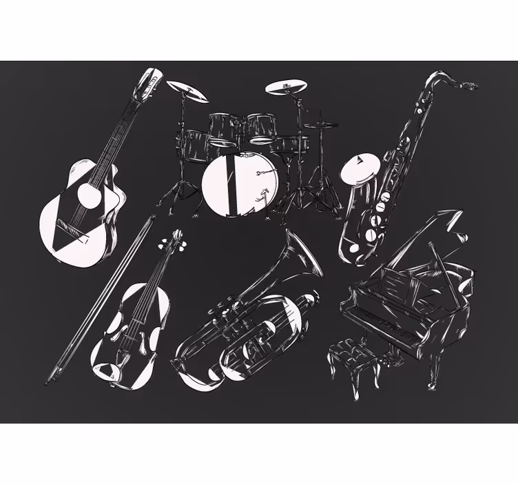 Tapisserie musique collection d'instruments de musique - TenStickers