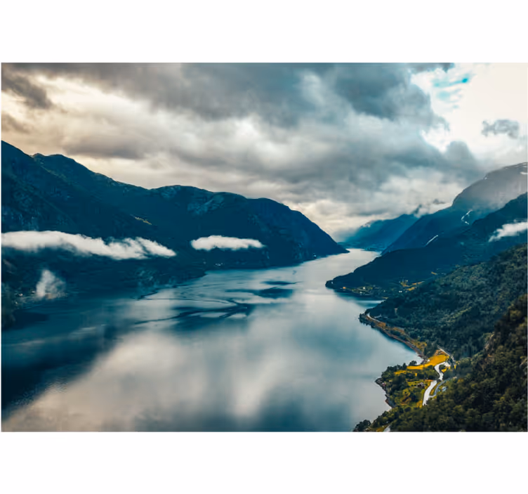 Tapisserie paysage lac de montagne miroir - TenStickers