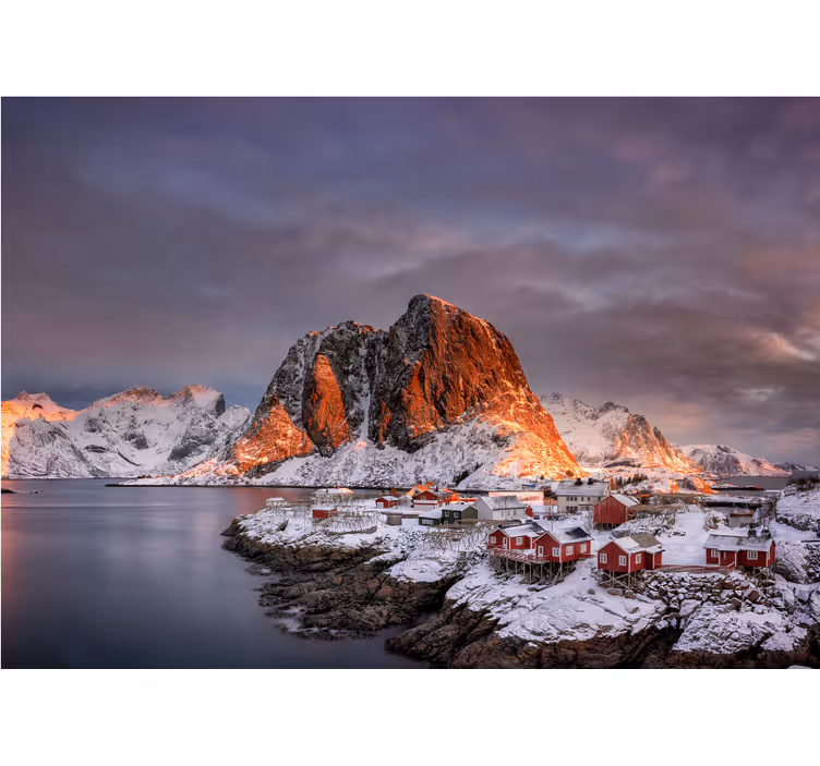 Tapisserie montagne crépuscule enneigé - TenStickers