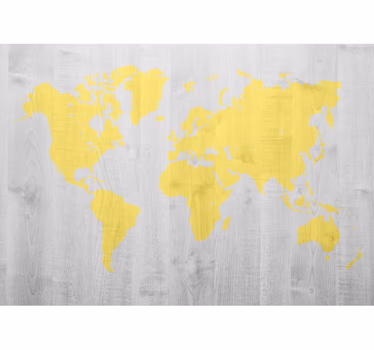 Papier peint mural carte du monde Bois pantone jaune - TenStickers