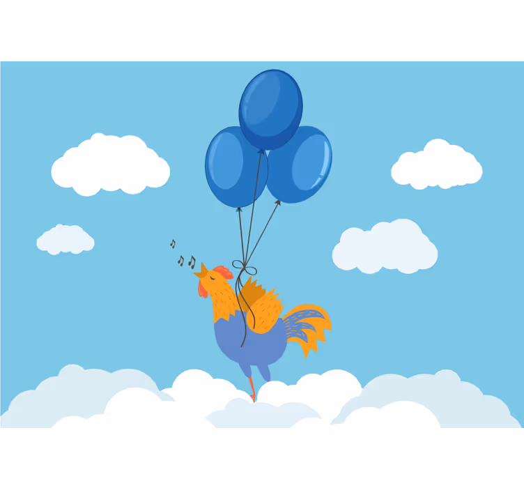 Tapisserie chambre enfant ballons chantant coq - TenStickers
