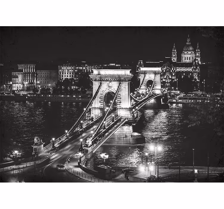 Tapisserie villes et pays pont chaîne de nuit - TenStickers