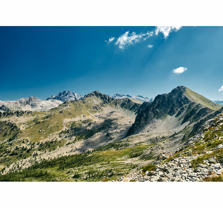 Tapisserie paysage vue sur une grande chaîne de montagnes - TenStickers