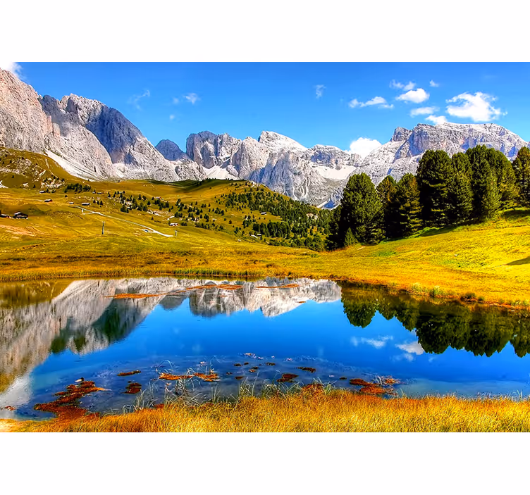 Tapisserie paysage Écho de montagnes paisibles - TenStickers