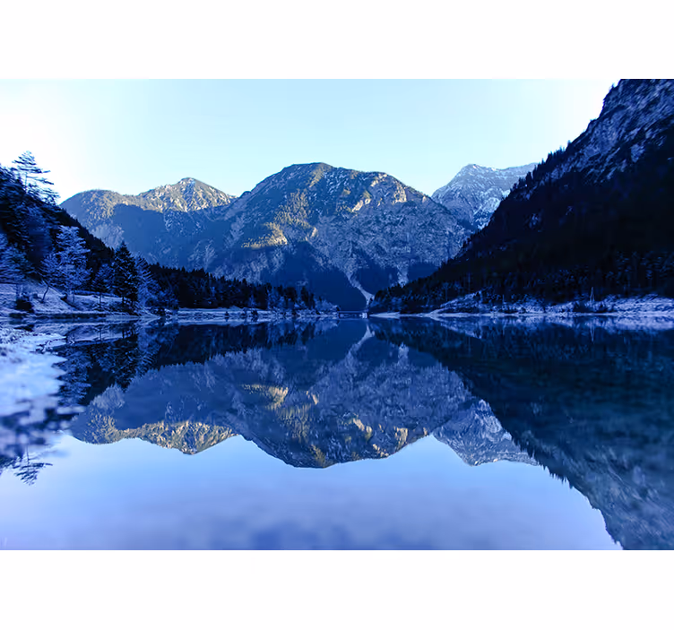 Tapisserie paysage réflexion sur montagne - TenStickers