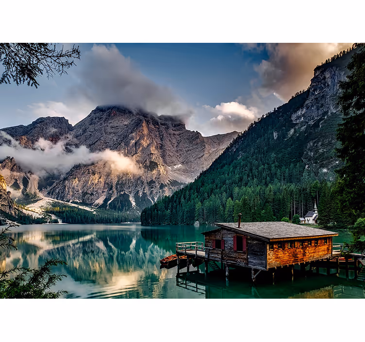 Tapisserie paysage Évasion au lac de montagne - TenStickers