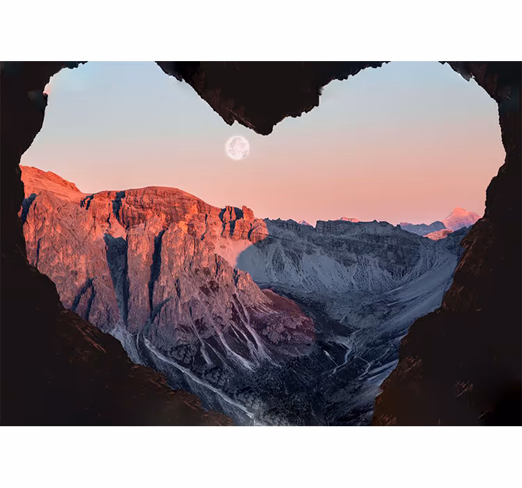 Tapisserie nature paysage montagne en cœur - TenStickers