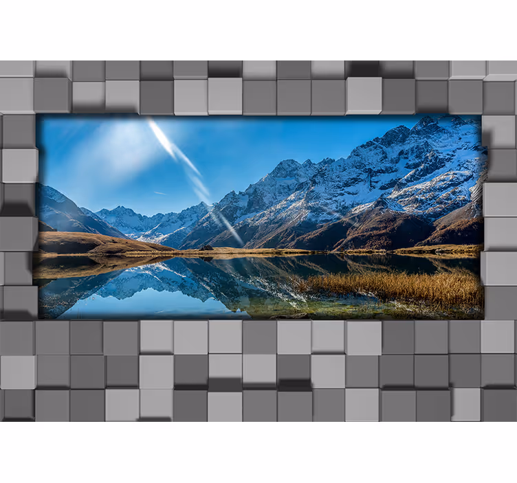 Tapisserie paysage miroir de montagnes majestueuses - TenStickers