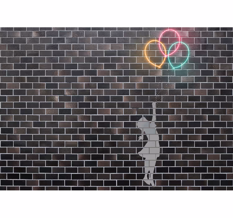Tapisserie graffiti fille attrapant des ballons - TenStickers