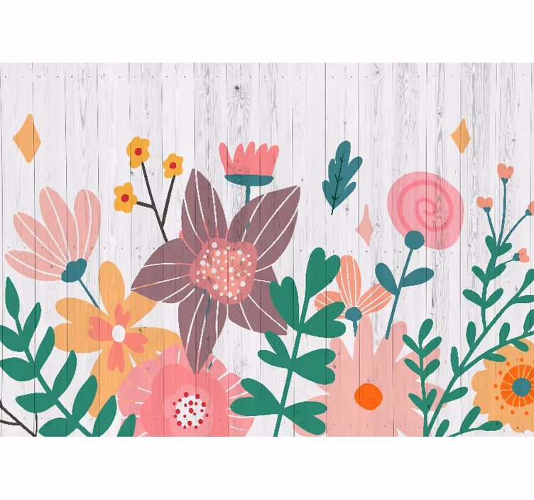 Tapisserie fleur art floral coloré - TenStickers