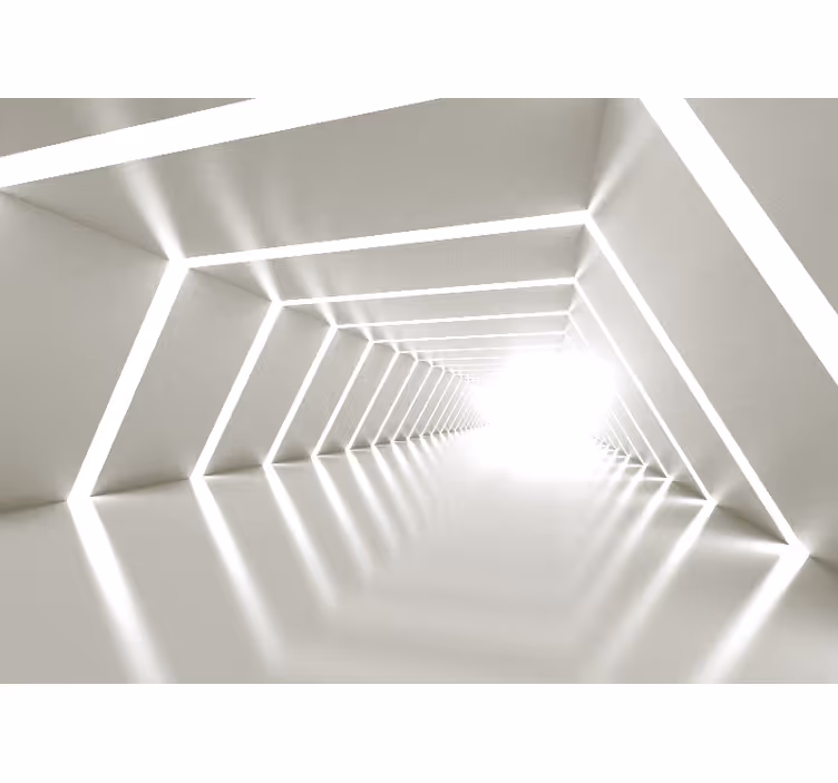 Tapisserie abstraite passage géométrique illuminé - TenStickers
