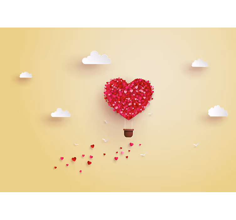 Tapisserie amour aventure en ballon cœur - TenStickers