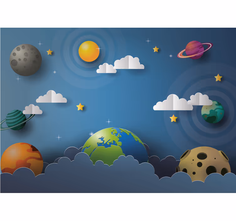 Tapisserie fantaisie paysage de rêves cosmiques - TenStickers