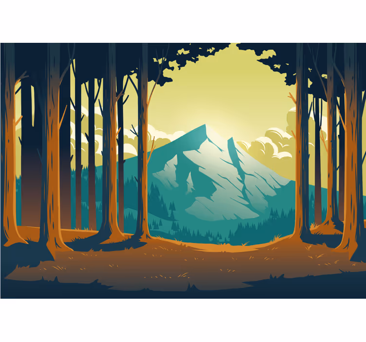 Tapisserie montagne forêt pittoresque montagne - TenStickers