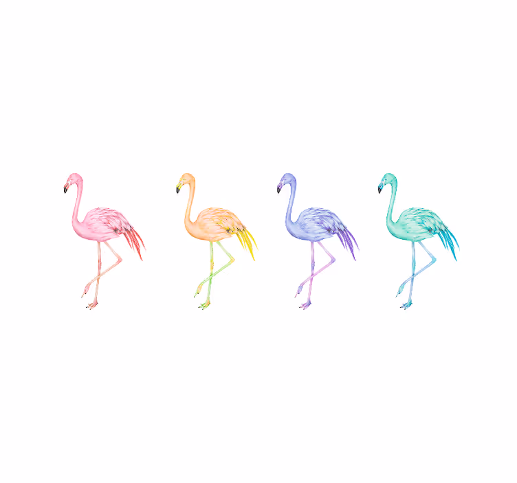 Papier peint salon Flamants roses colorés sans soudure - TenStickers