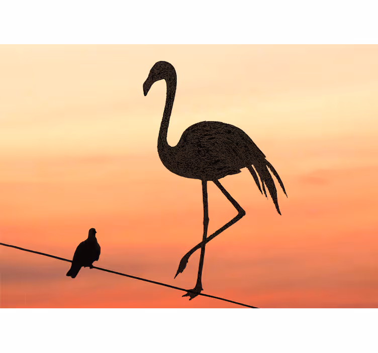 Tapisserie animaux flamant rose Élégant au coucher de soleil - TenStickers