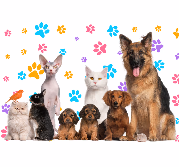 Tapisserie animaux compagnons heureux - TenStickers