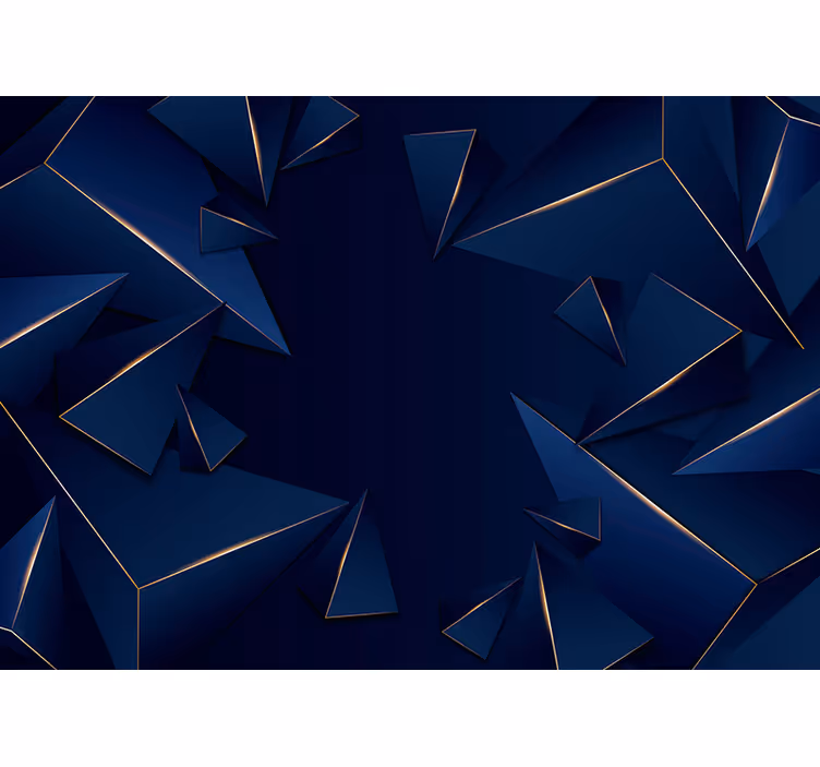 Papier peint 3d motif géométrique bleu et or - TenStickers