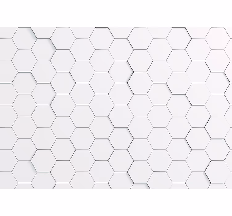 Papier peint 3D  réaliste d'hexagones blancs - TenStickers