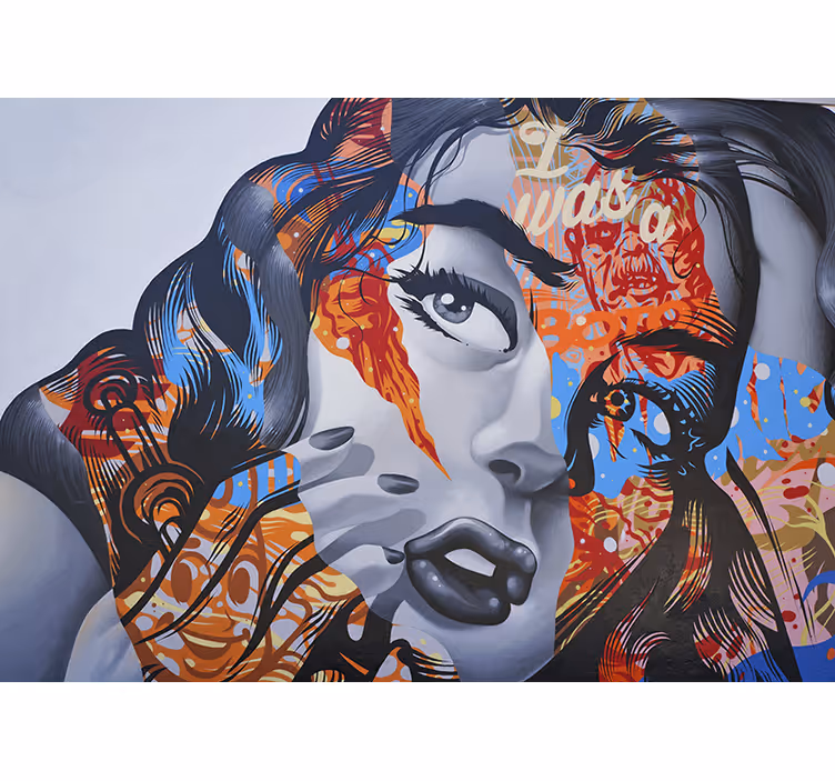 Tapisserie graffiti portrait urbain dynamique - TenStickers