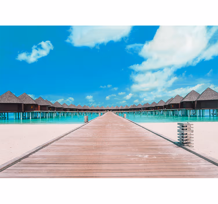 Tapisserie paysage chemin tropical au dock - TenStickers