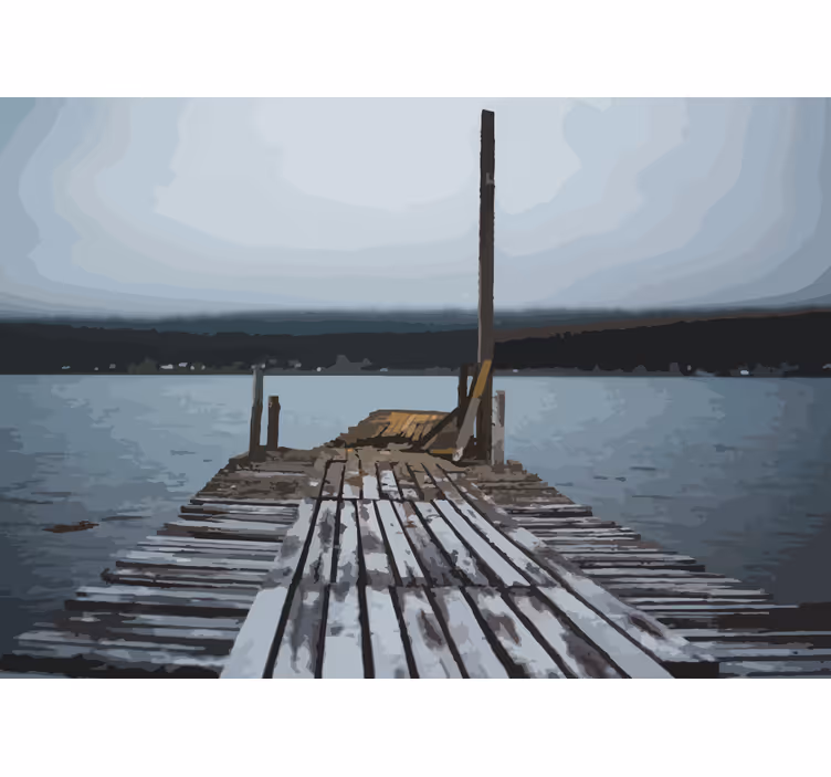 Tapisserie paysage quai au bord du lac serein - TenStickers